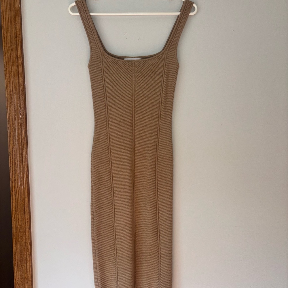 Tan Knit Sweater Dress